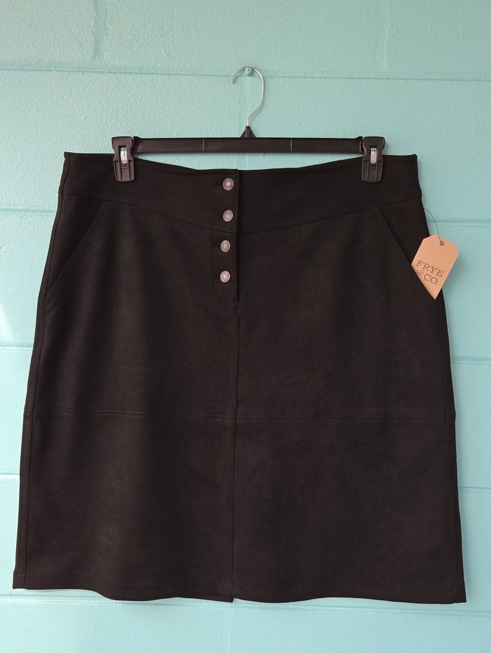 NWT "FRYE & CO." Black Beauty Black Faux Suede Skirt Woman's Size XXL